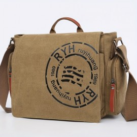 Trendy Canvas Men's Sling Bag - Business Messenger Bag For Document And Tablet, Travel Shoulder Bag, Crossbody Bag - For Hanging Out & Daily Commute