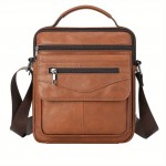 Head Layer Cowhide Men'S Shoulder Bag, Leather Casual Crossbody Design, Business Trend Dual-Use Shoulder Bag, Fashionable And Practical Men'S Bag