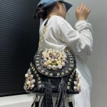 Women's Elegant Alligator-Print  Handbag/Purse - Detachable Strap & ic Closure, / with Bead Accent - Luxury Wedding, Party, Gala Accessory ( Light Beige)